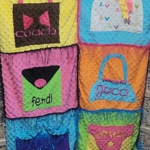 Designer Purse-Inspired Colorful Patchwork Blanket/ Wall Hanging